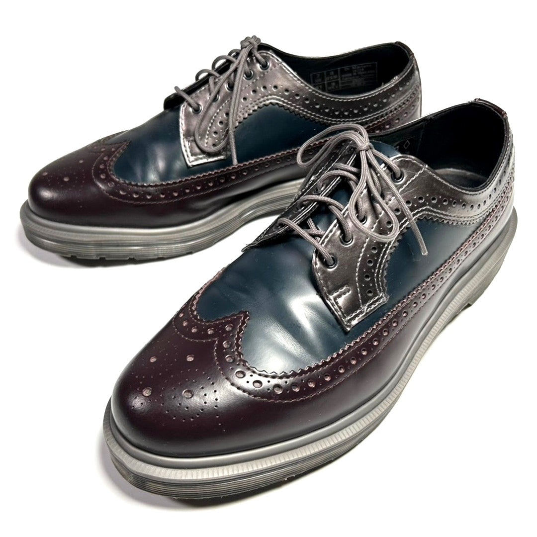 USED "Dr.Martin" WING TIP LETHER SHOES / NAVY BURGANDY/ US8