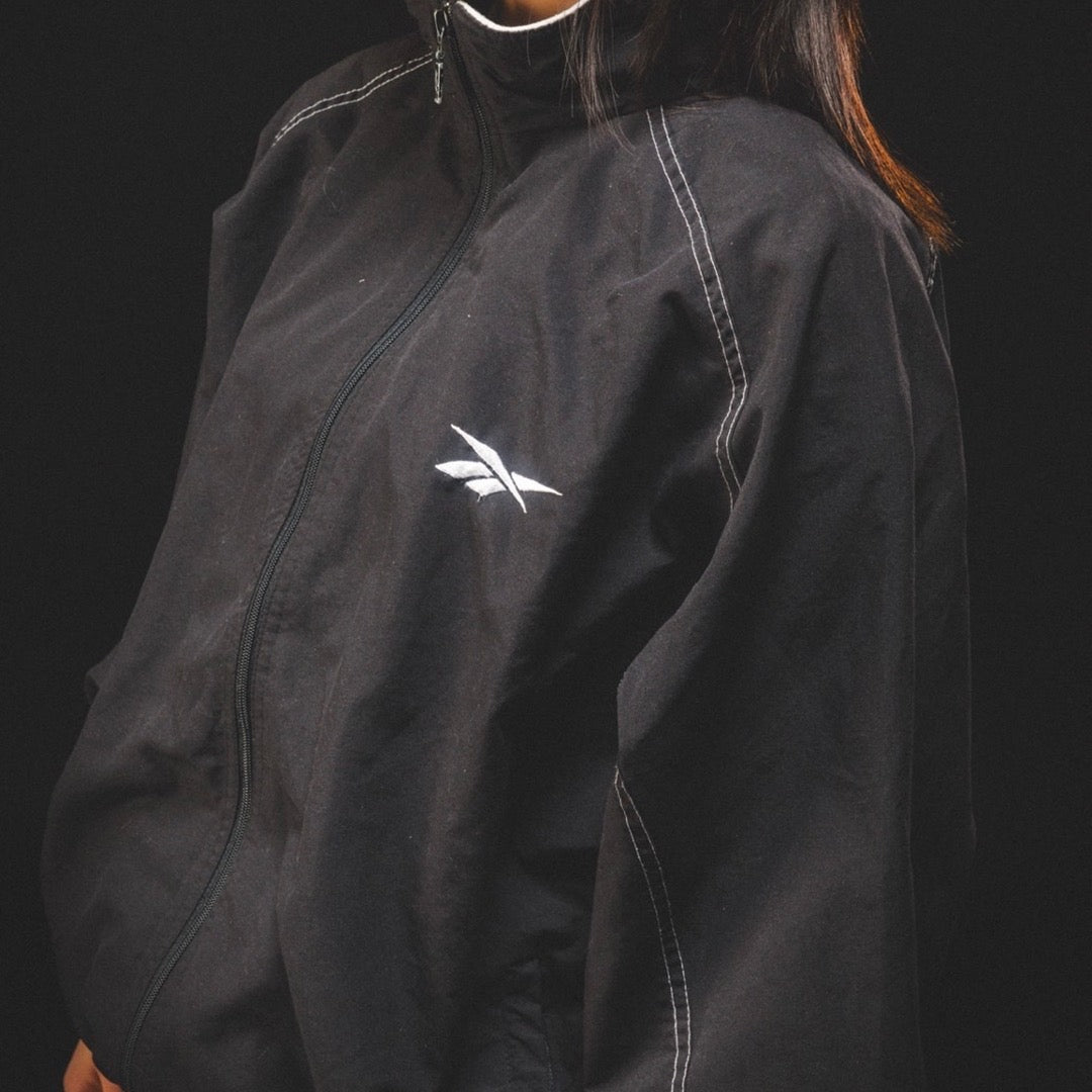 USED "Reebok" NYLON TRACK JACKET / BLACK