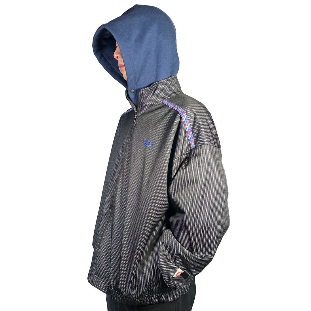 USED "Reebok" NYLON TRACK JACKET / BLACK