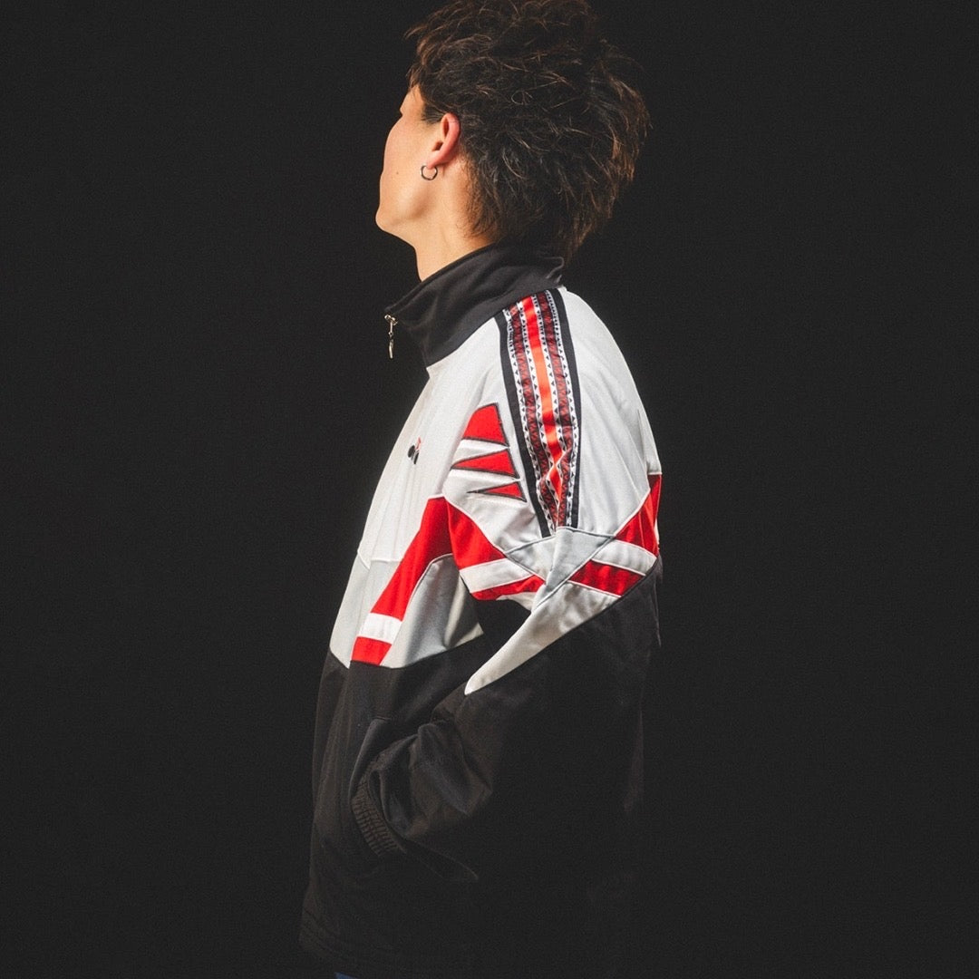 USED "DIADORA" TRACK JACKET / BLACK RED