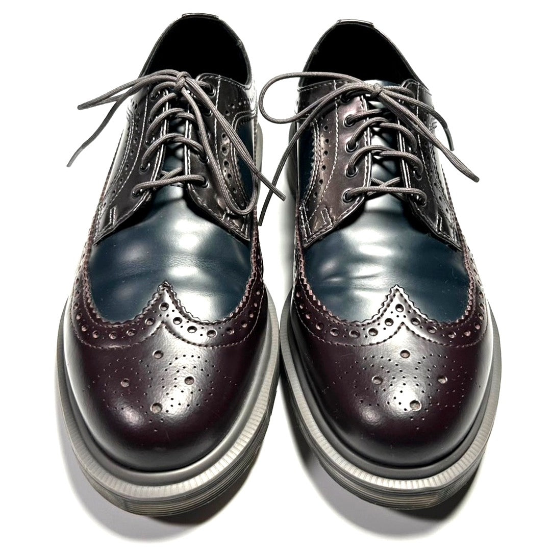 USED "Dr.Martin" WING TIP LETHER SHOES / NAVY BURGANDY/ US8