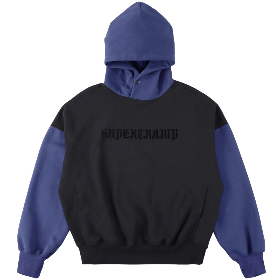 OG SNAP BUTTON P/O HOODIE / BLACK&NAVY