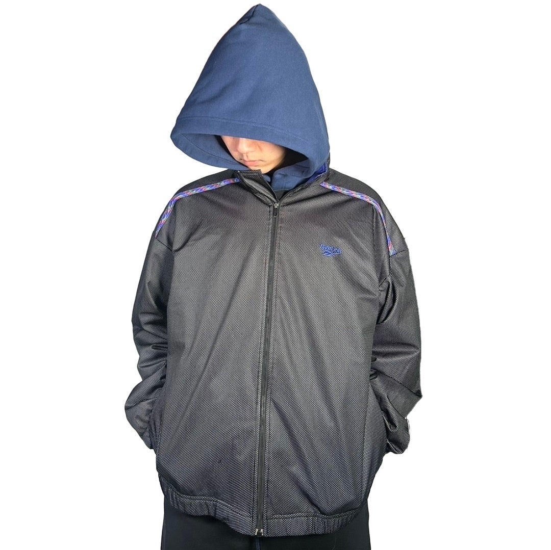 USED "Reebok" NYLON TRACK JACKET / BLACK