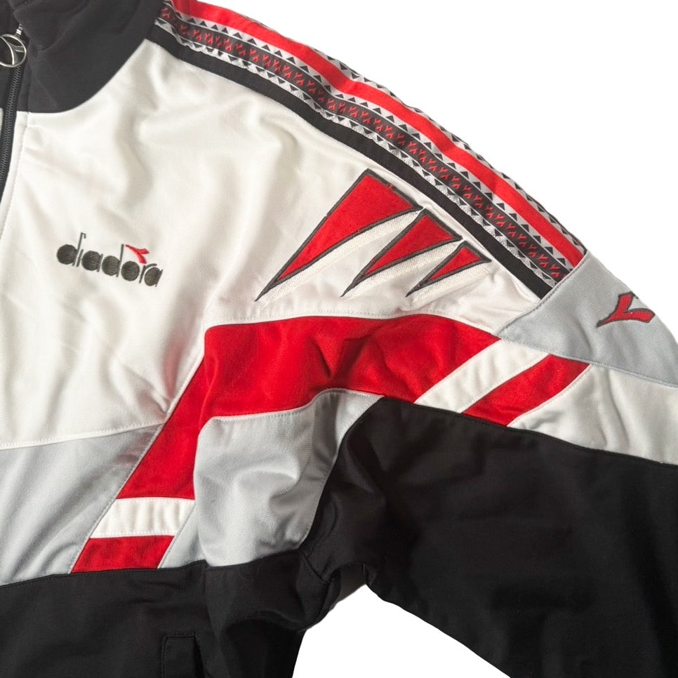 USED "DIADORA" TRACK JACKET / BLACK RED