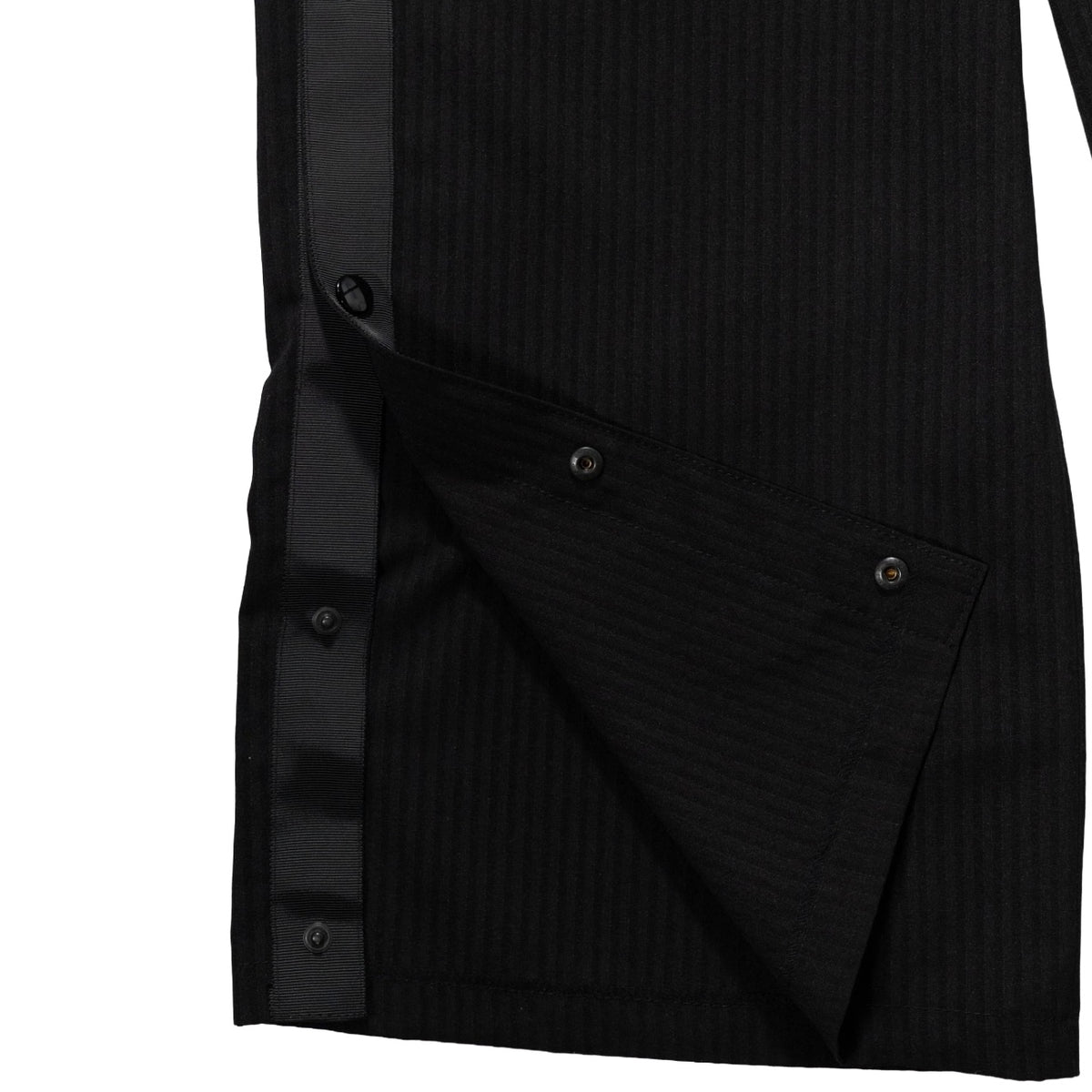 STRIPED SIDE SNAP BUTTON PANTS / BLACK