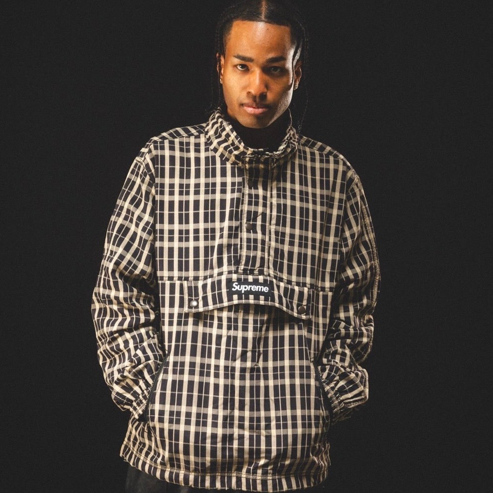 USED "supreme"2018 ANORAK JACKET / NAVY CHECK