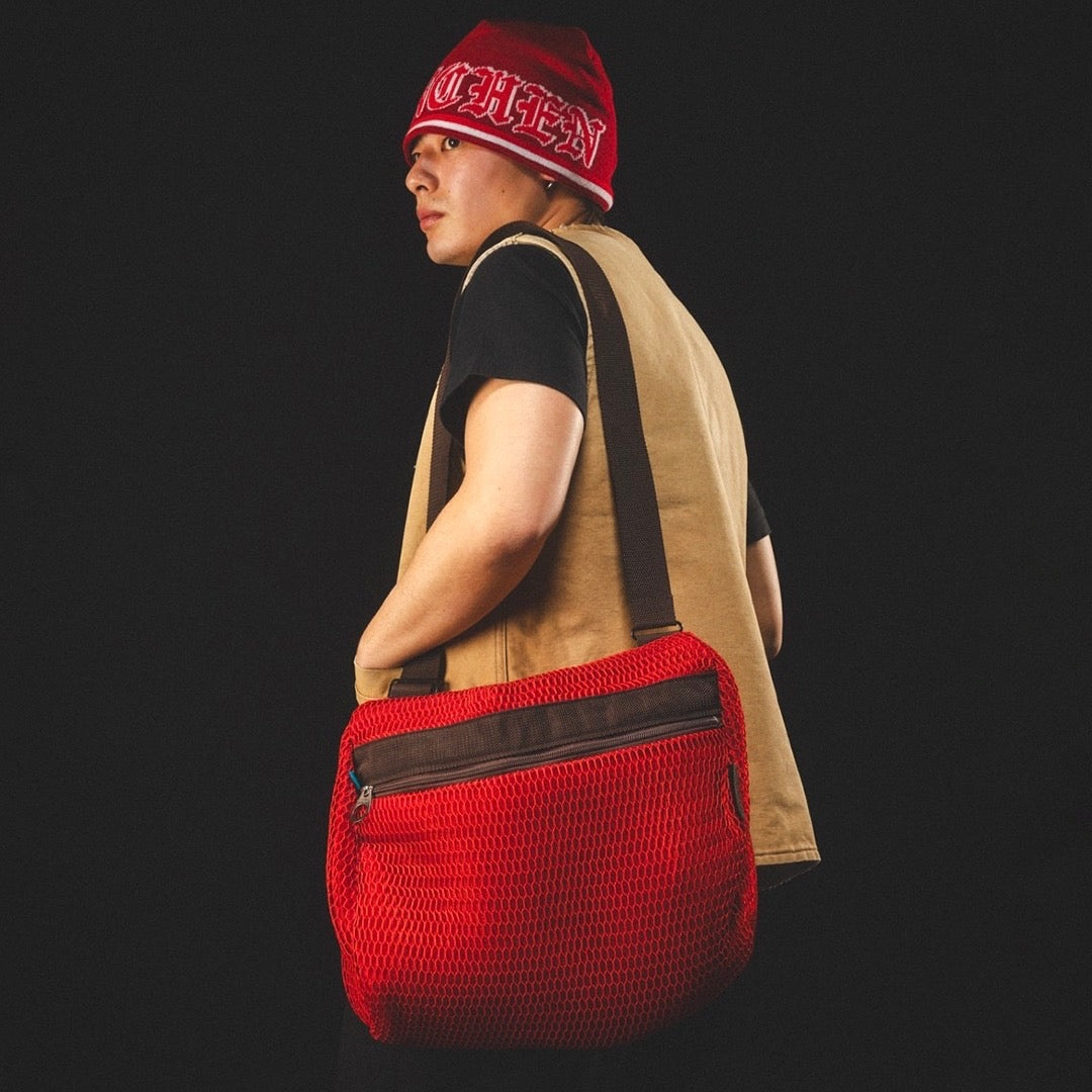 USED "ISSEY MIYAKE" SHOULDER BAG/ RED