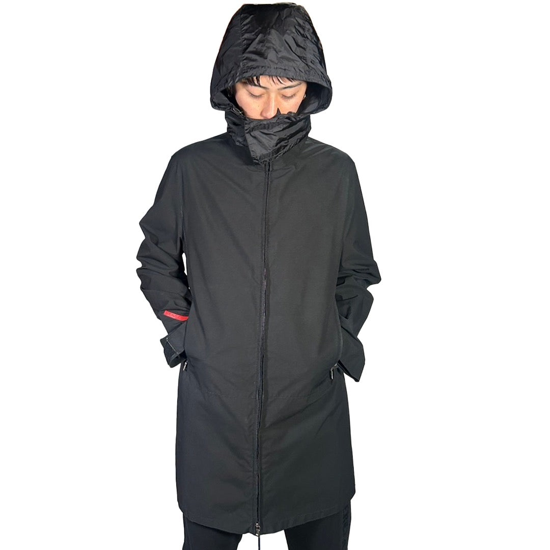 USED "PRADA SPORTS" NYLON LONG JACKET / BLACK/ 50
