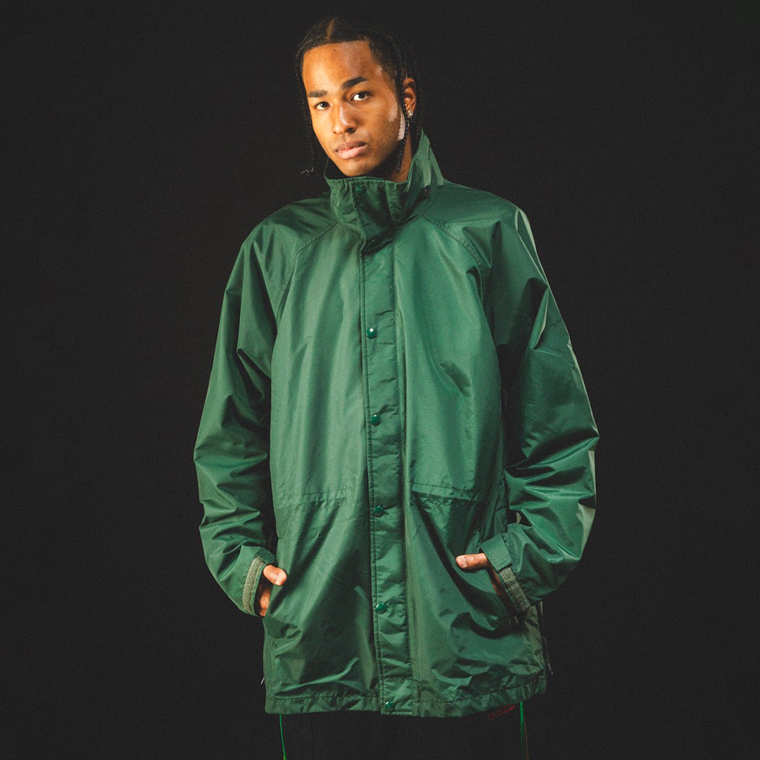 USED "THE NORSE FACE" NYLON LONG JACKET GORE TEX / DEEP GREEN
