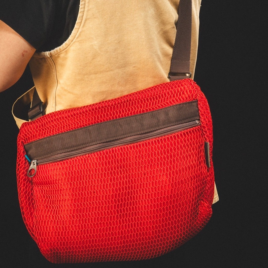 USED "ISSEY MIYAKE" SHOULDER BAG/ RED