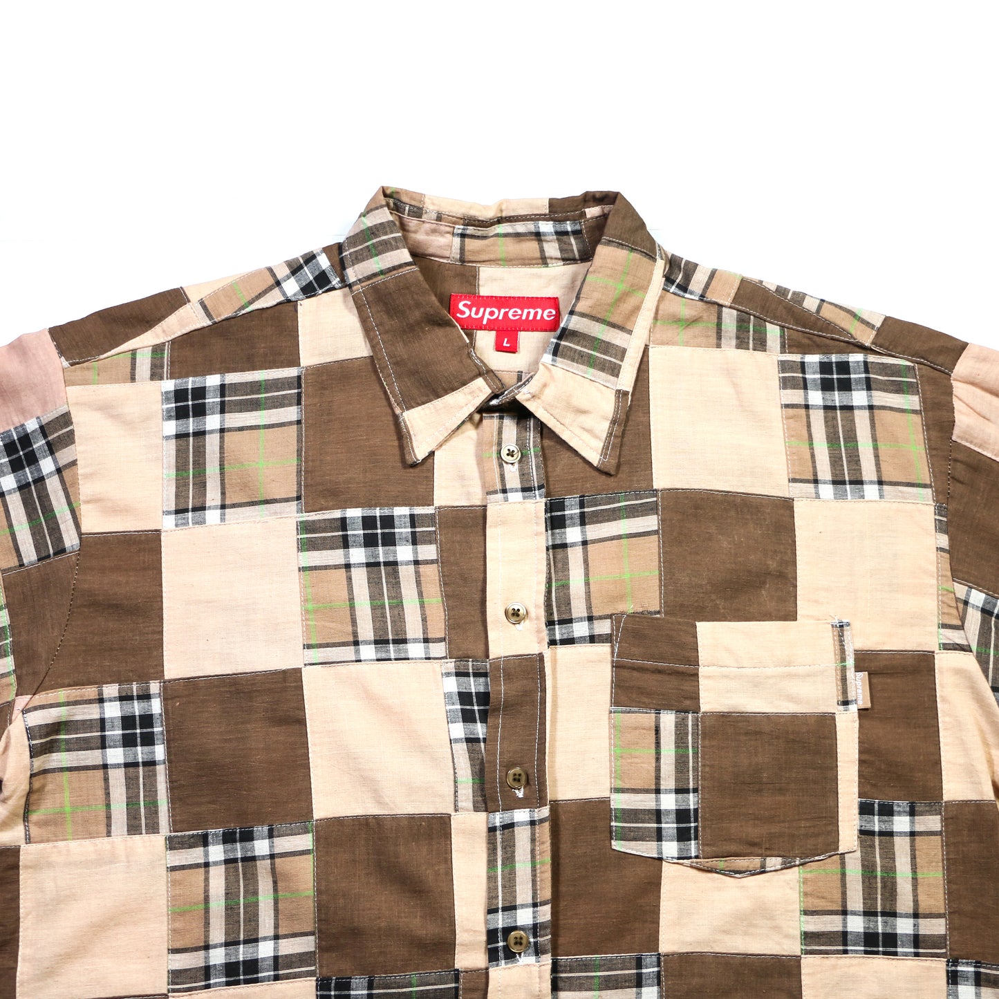 "DEADSTOCK" SUPREME PATCHWORK SHIRTS / BROWN