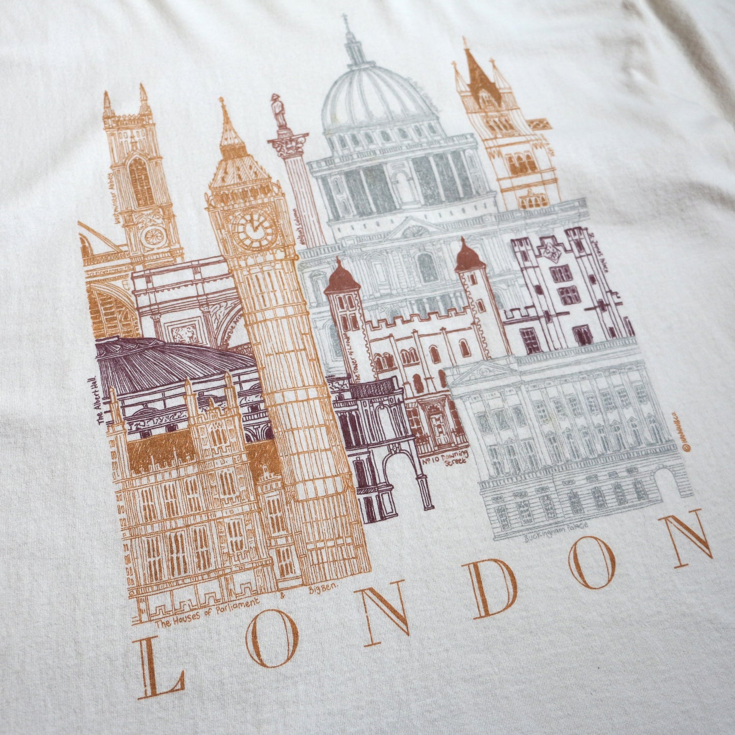 "VINTAGE" HANNAH&CO LONDON CITYSCAPE TEE made in IRELAND