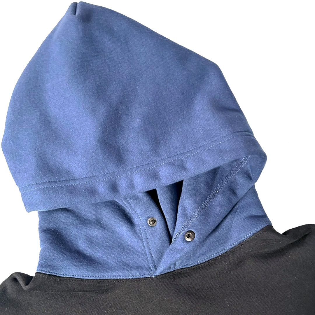OG SNAP BUTTON P/O HOODIE / BLACK&NAVY