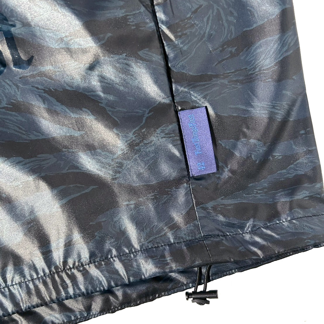 TIGER CAMO PACKBLE HOODED NYLON JACKET / BLUE