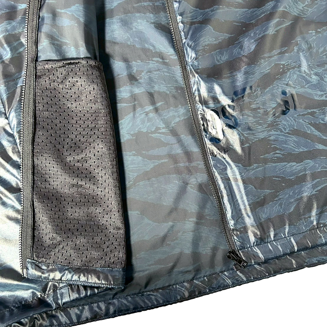 TIGER CAMO PACKBLE HOODED NYLON JACKET / BLUE