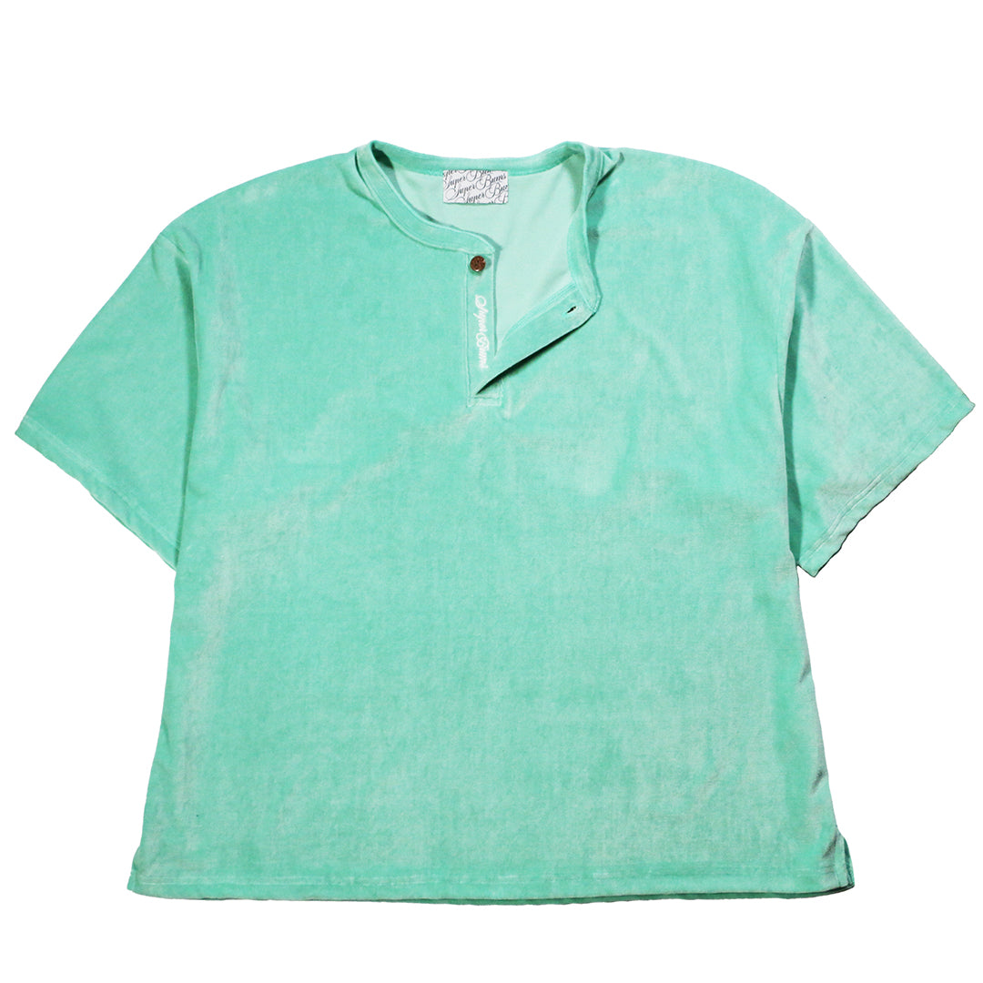 LOCALS ONLY x SUPERTRAMP "VELOR HENRY NECK S/S SHIRTS" / TURQUOISE x ココナッツボタン