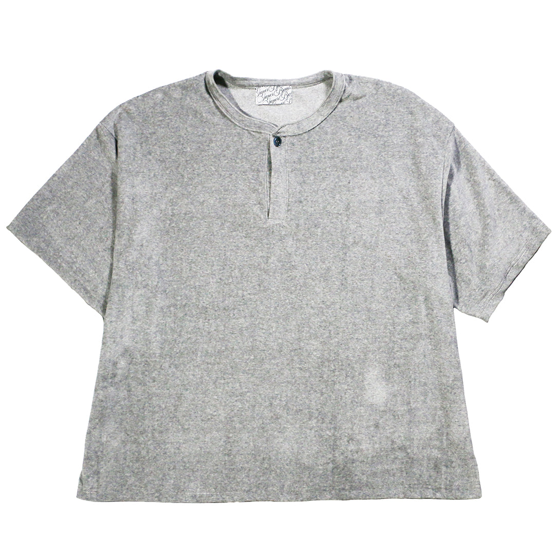LOCALS ONLY x SUPERTRAMP "VELOR HENRY NECK S/S SHIRTS" / GREYx黒蝶貝ボタン