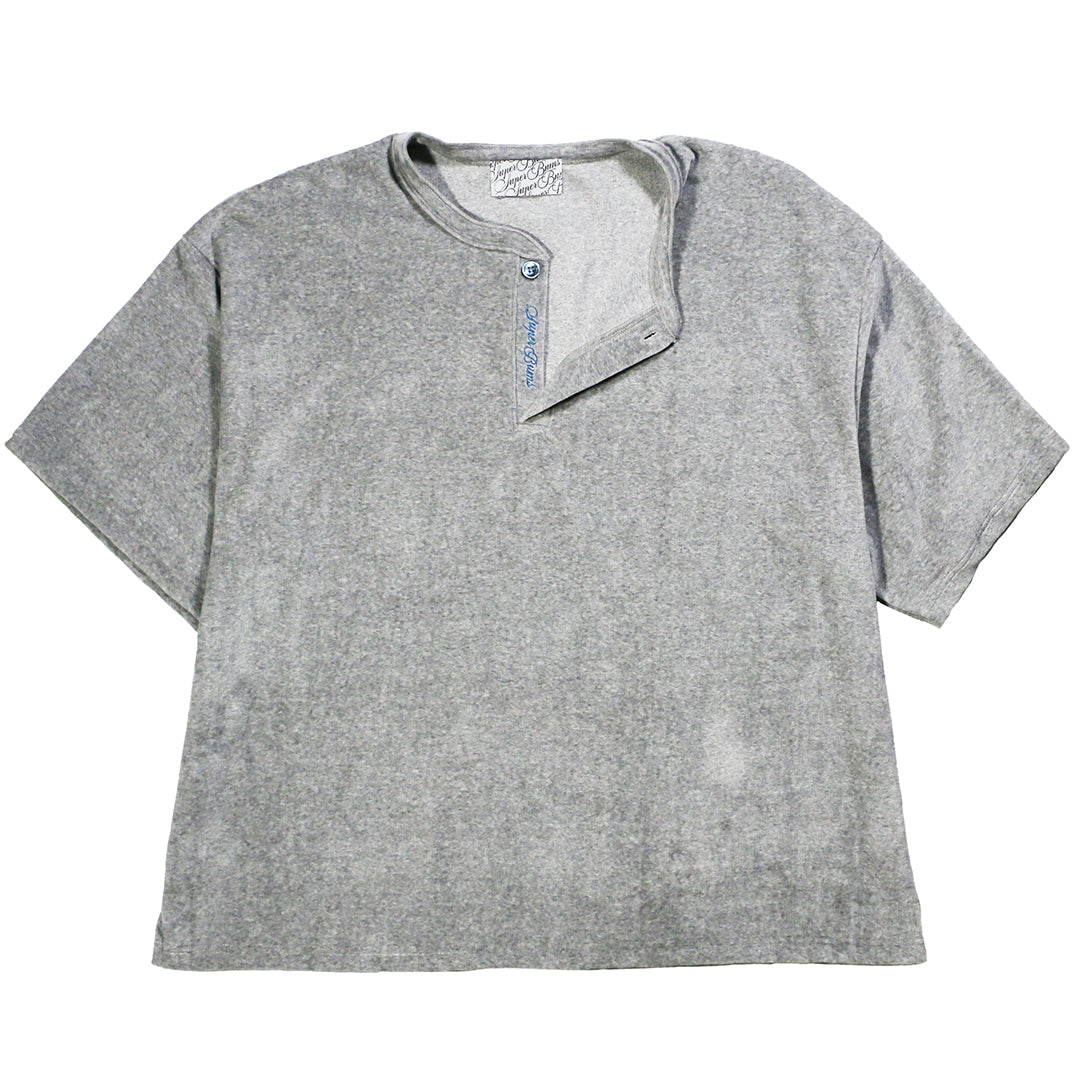 LOCALS ONLY x SUPERTRAMP "VELOR HENRY NECK S/S SHIRTS" / GREYx黒蝶貝ボタン