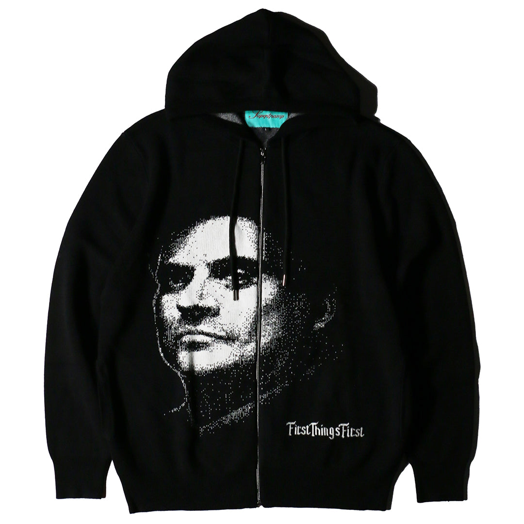 Pesci Zip Hood Sweater / BLACK