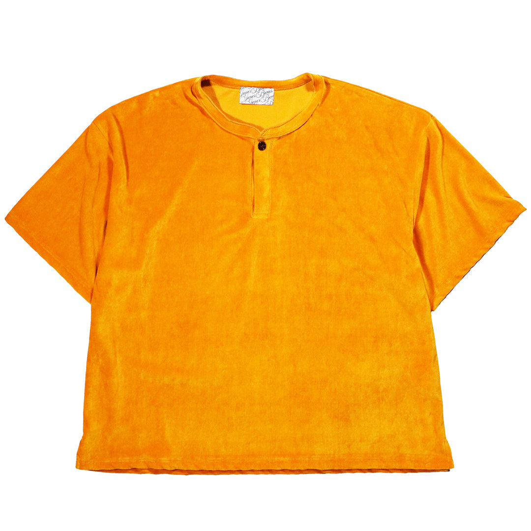LOCALS ONLY x SUPERTRAMP "VELOR HENRY NECK S/S SHIRTS" / YELLOW x黒蝶貝ボタン