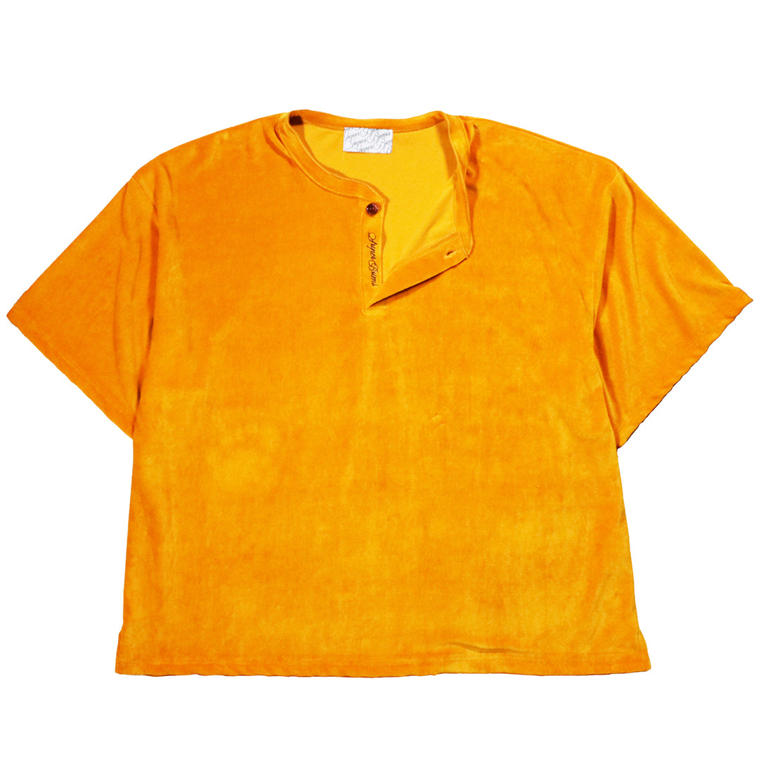 LOCALS ONLY x SUPERTRAMP "VELOR HENRY NECK S/S SHIRTS" / YELLOW x黒蝶貝ボタン