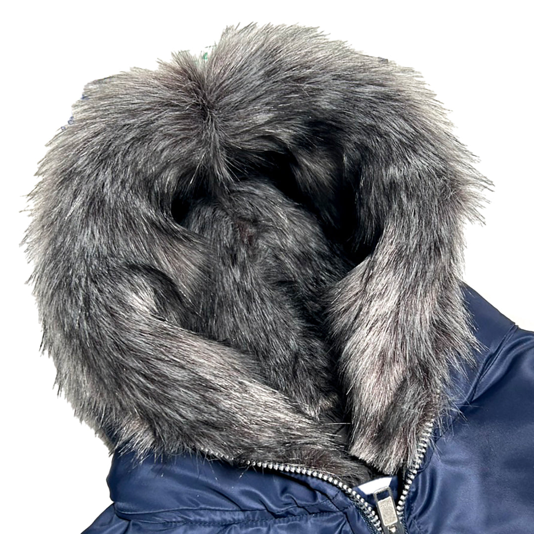 BLUE FOX HOODED BOMBER JACKET