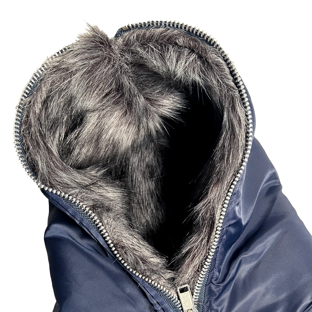 BLUE FOX HOODED BOMBER JACKET