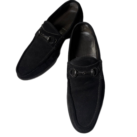 USED "GUCCI" SUEDE HORSE BIT LOFER / BLACK/ 42E