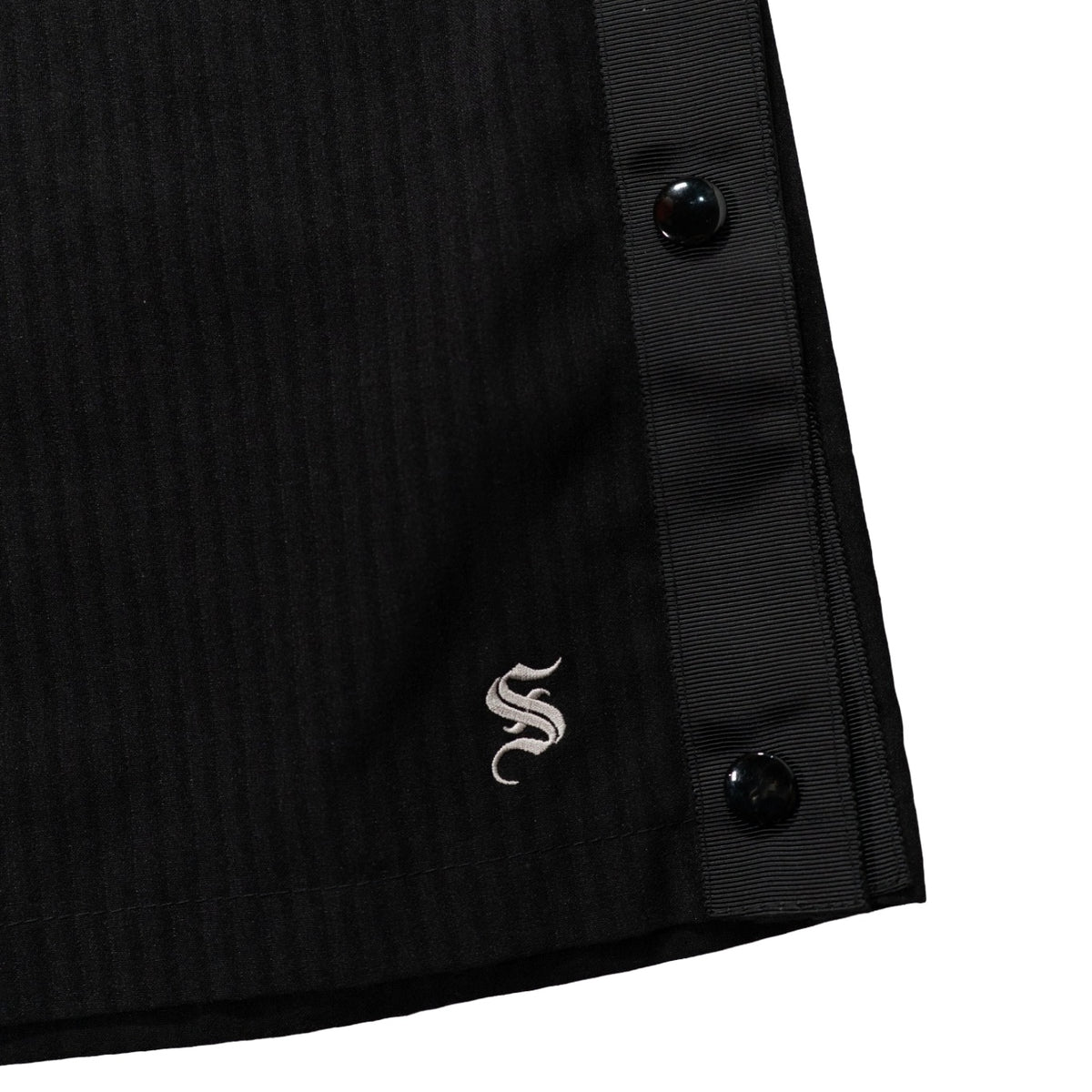 STRIPED SIDE SNAP BUTTON PANTS /  BLACK