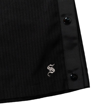 STRIPED SIDE SNAP BUTTON PANTS /  BLACK