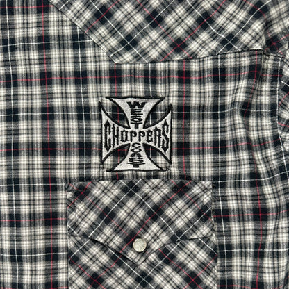 00s "WEST COAST CHOPPERS" CHECK L/S SHIRTS GREY / L(42-44)