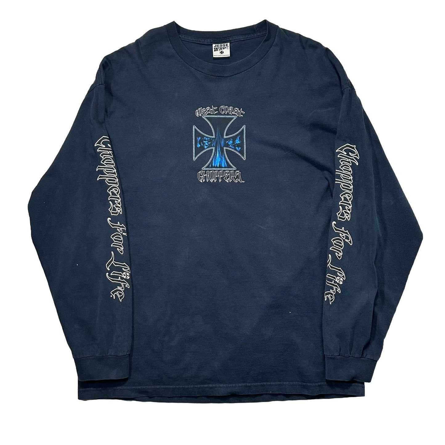 90s "WEST COAST CHOPPERS" L/S TEE NAVY / XL