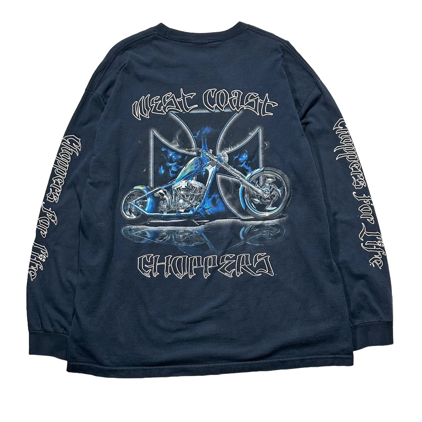 90s "WEST COAST CHOPPERS" L/S TEE NAVY / XL