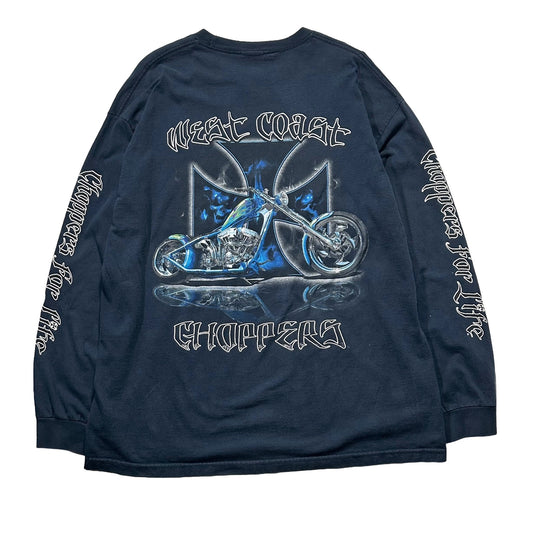 90s "WEST COAST CHOPPERS" L/S TEE NAVY / XL