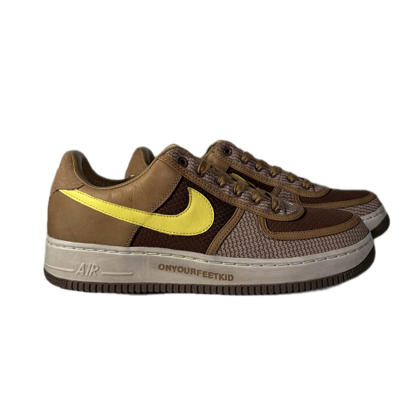 NIKE " AIR FORSE 1 UNEDEFEATED INSIDEOUT PRIORITY" / CANTEEN / LEMOE FRONT - PALOMINO BRU KA CITRON PALO