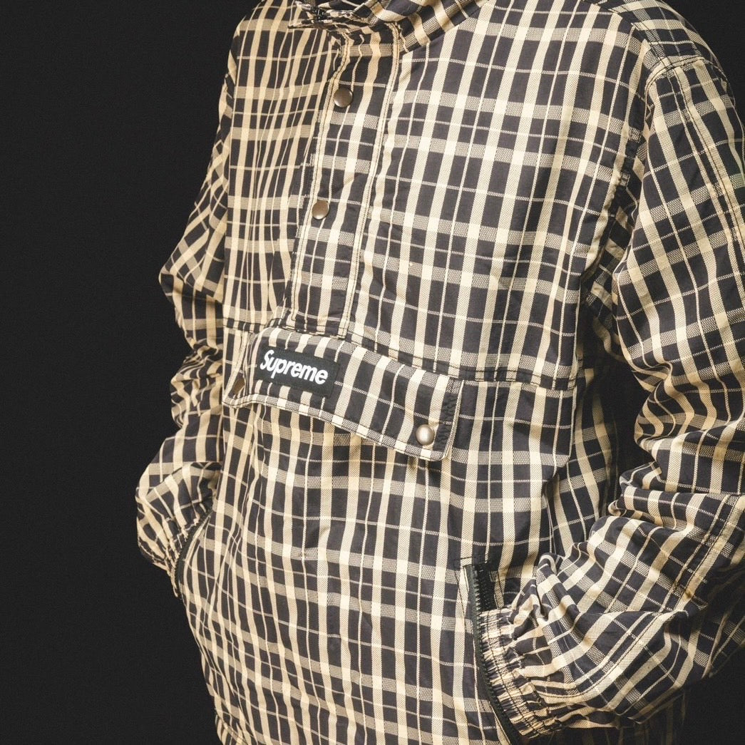 USED "supreme"2018 ANORAK JACKET / NAVY CHECK