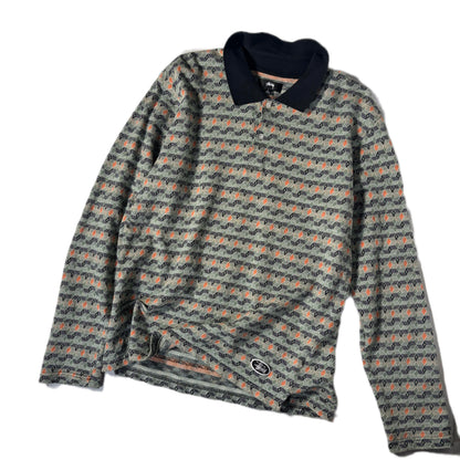 "STUSSY 22SS DIAMOED PATTERN POLO SHIRTS / SAX /  表記L