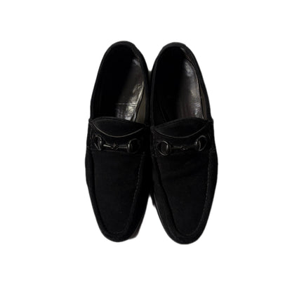 USED "GUCCI" SUEDE HORSE BIT LOFER / BLACK/ 42E