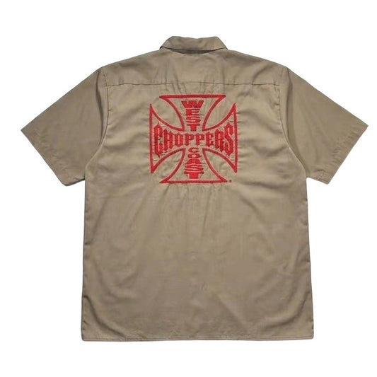 00s "WEST COAST CHOPPERS" S/S SHIRTS KHAKI / L