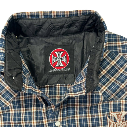 00s "WEST COAST CHOPPERS" CHECK L/S SHIRTS BLUE / M