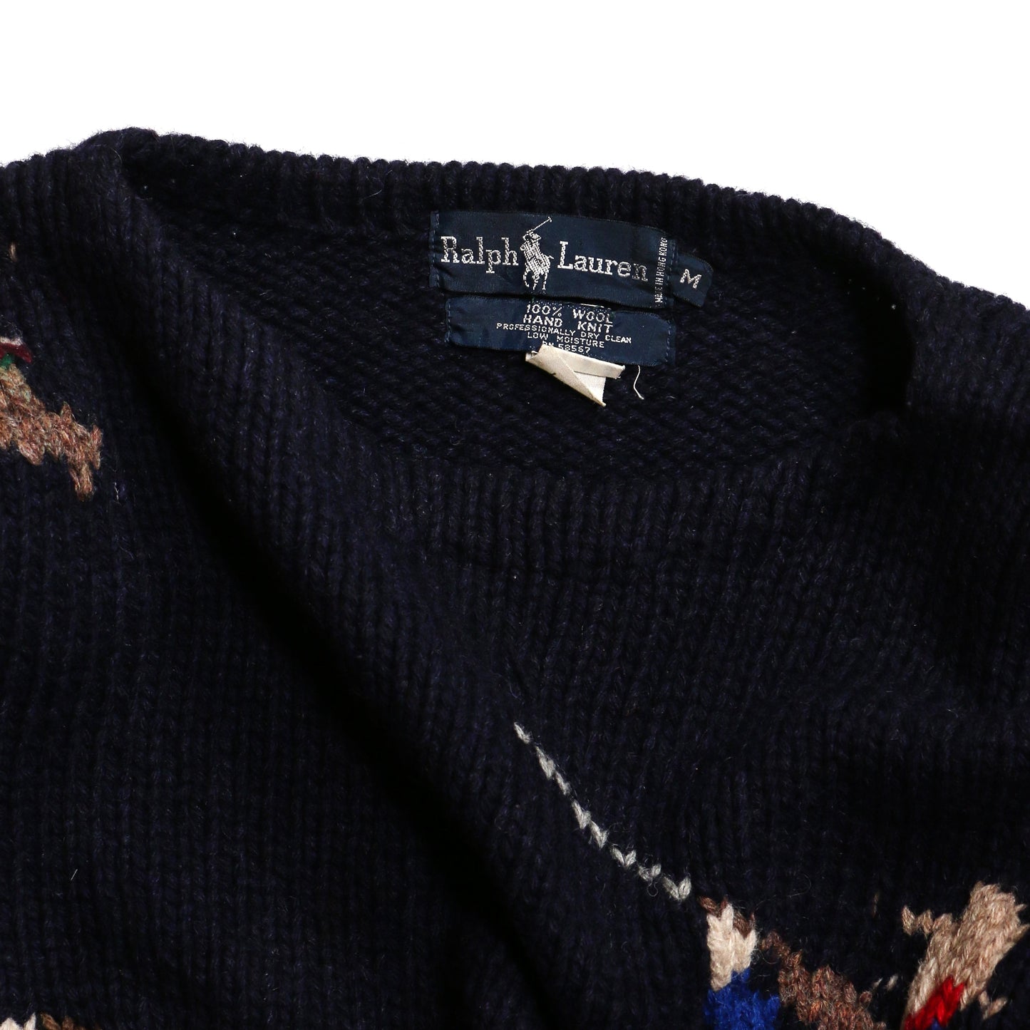 USED Ralph Lauren Hand Hunter Birds Dogs Spaniels Blue Label sweter / NAVY 表記M
