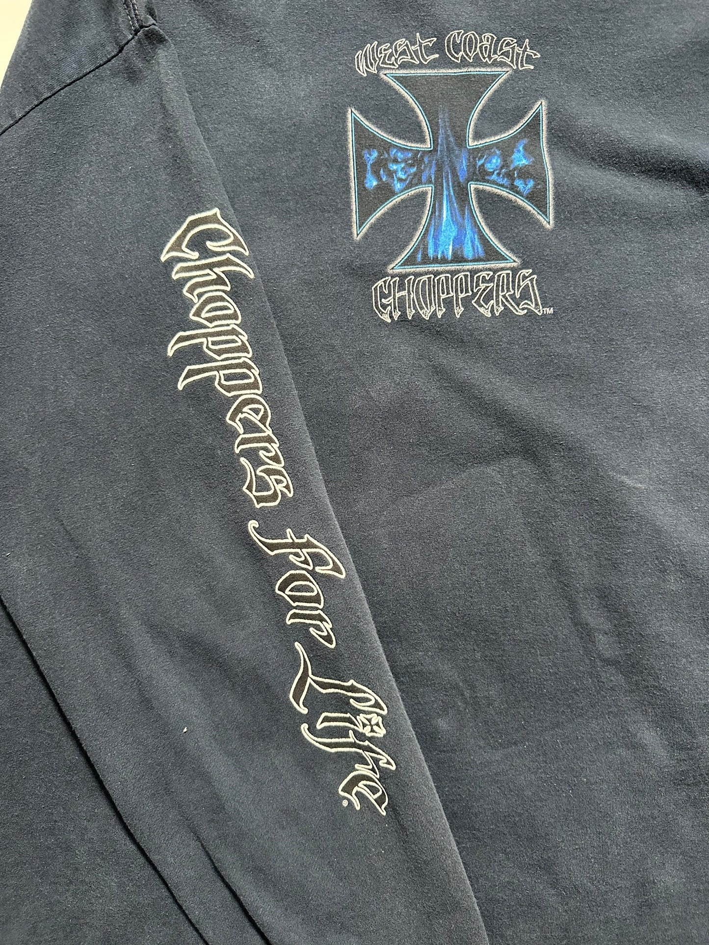 90s "WEST COAST CHOPPERS" L/S TEE NAVY / XL