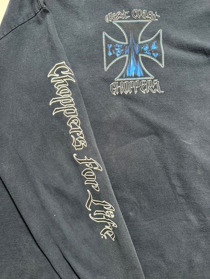 90s "WEST COAST CHOPPERS" L/S TEE NAVY / XL