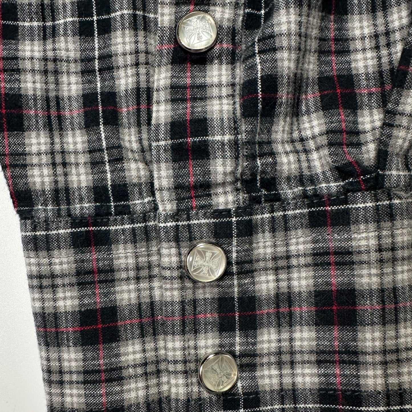 00s "WEST COAST CHOPPERS" CHECK L/S SHIRTS GREY / L(42-44)