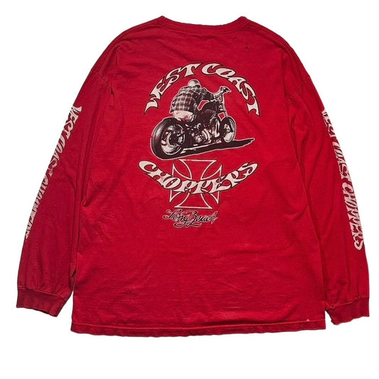 90s "WEST COAST CHOPPERS" L/S TEE RED / XL
