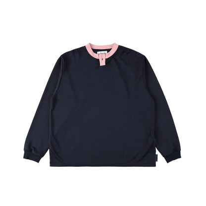 SNAP HENLY L/S TEE / NAVY