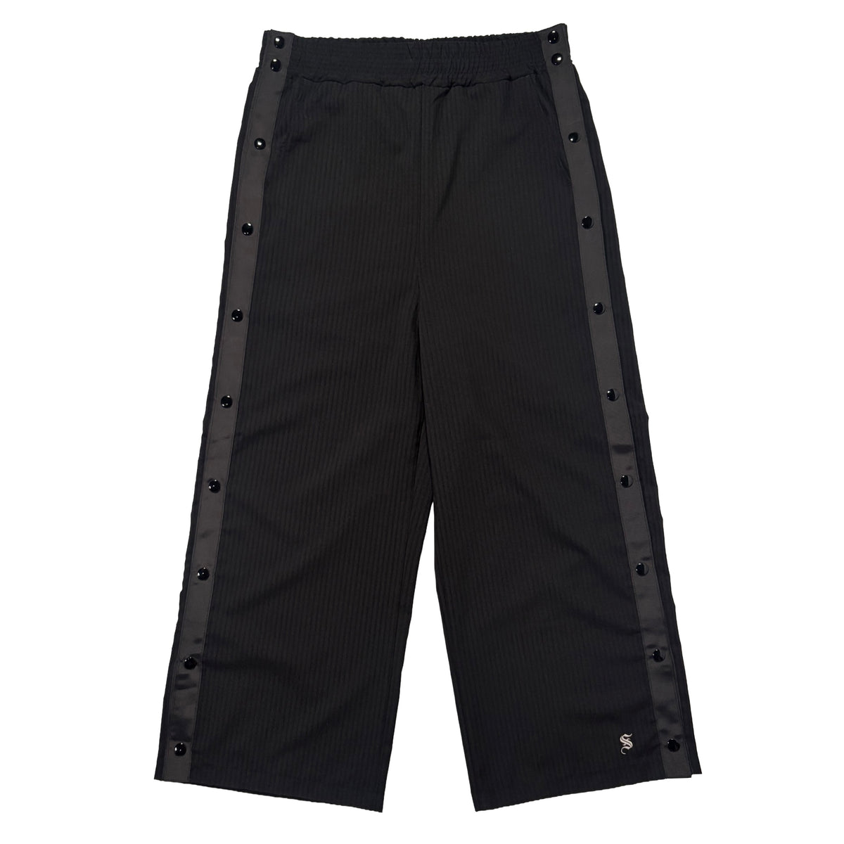 STRIPED SIDE SNAP BUTTON PANTS /  BLACK