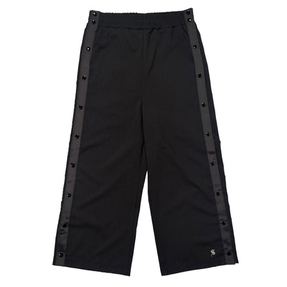 STRIPED SIDE SNAP BUTTON PANTS /  BLACK