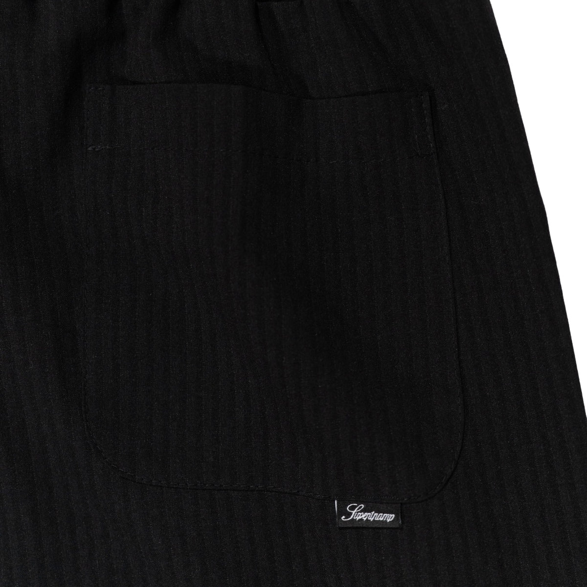 STRIPED SIDE SNAP BUTTON PANTS /  BLACK