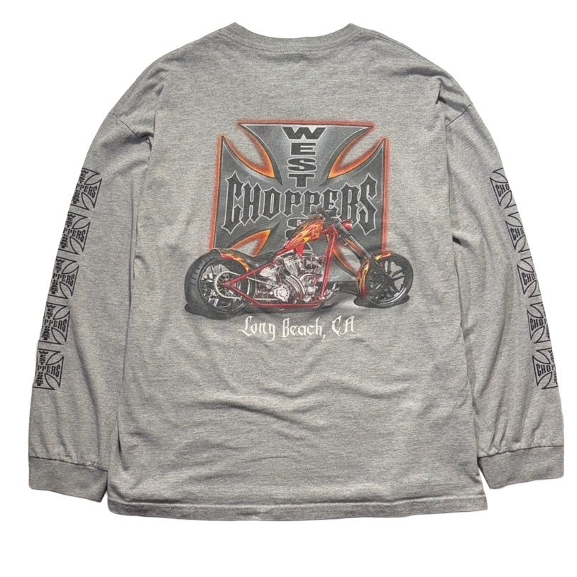 90s "WEST COAST CHOPPERS" L/S TEE GREY / XL